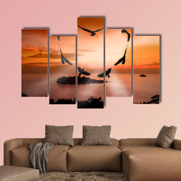 Valentine bird multi panel canvas wall art