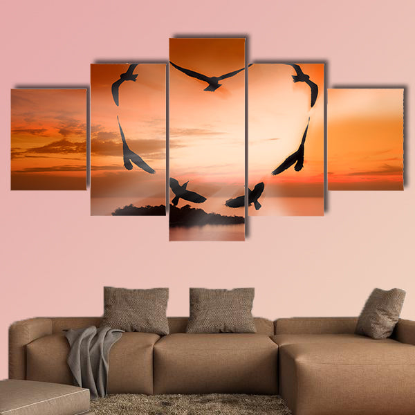 Valentine bird multi panel canvas wall art