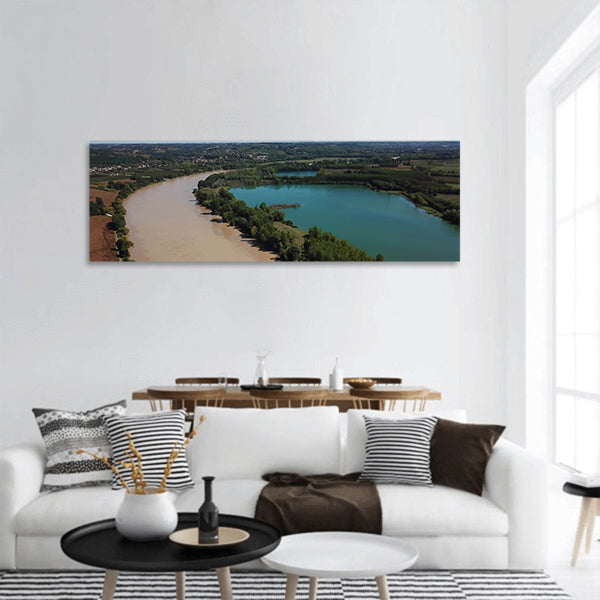 Garonne and a lake in summer, cadillac, France panoramic canvas wall art