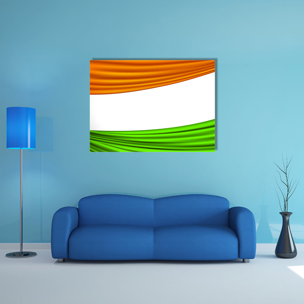 Illustration of tricolor Indian flag made of curtain draper Multi panel canvas wall art