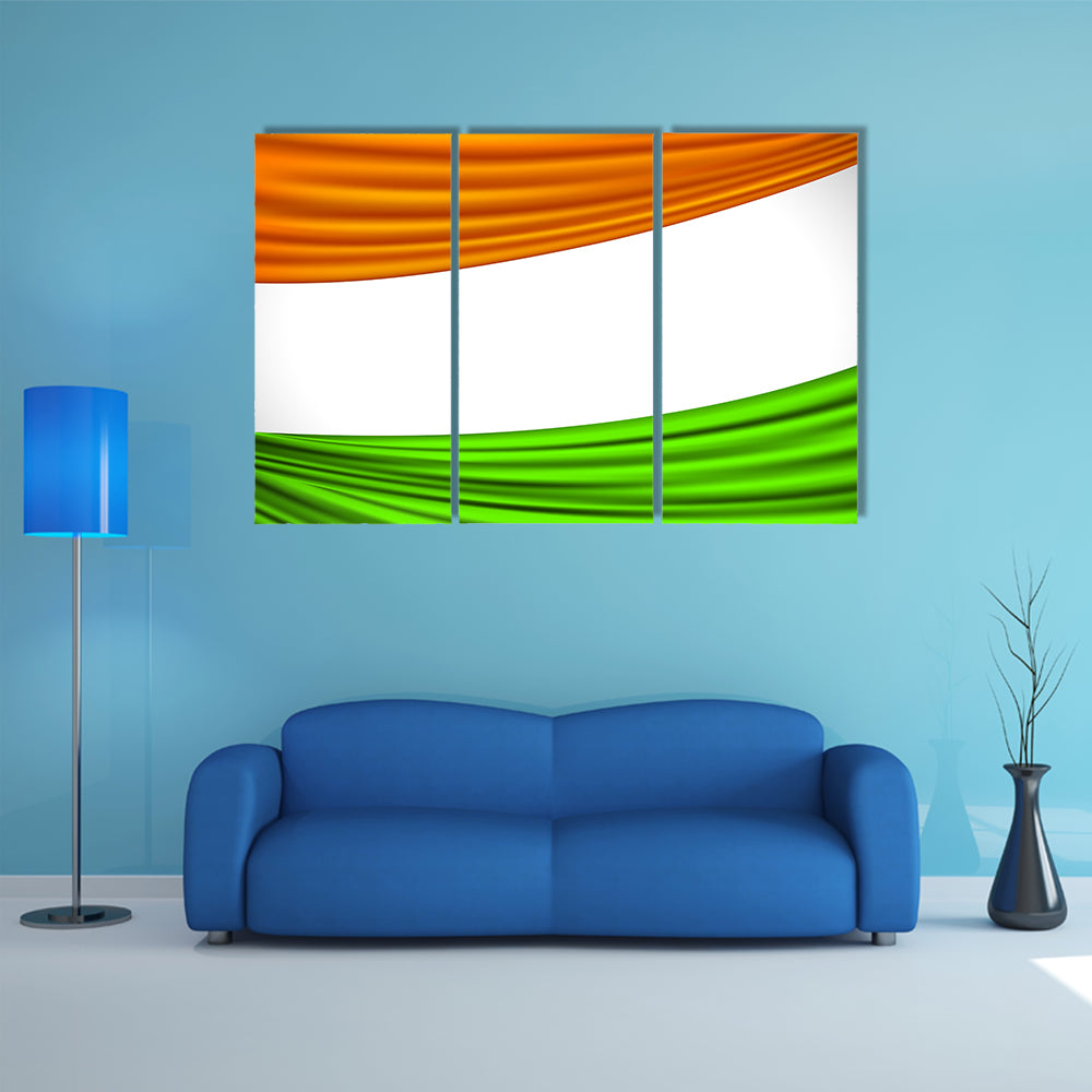 Illustration of tricolor Indian flag made of curtain draper Multi panel canvas wall art