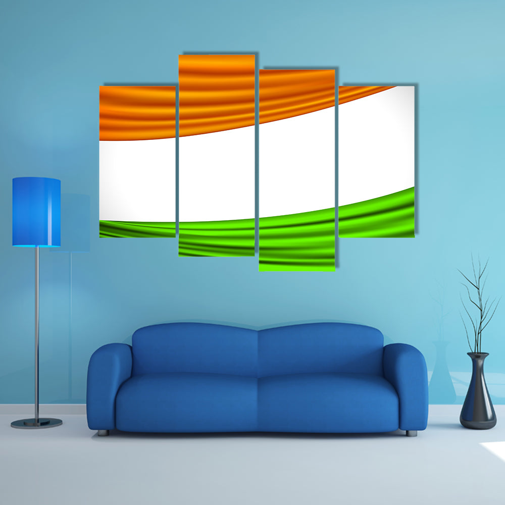 Illustration of tricolor Indian flag made of curtain draper Multi panel canvas wall art