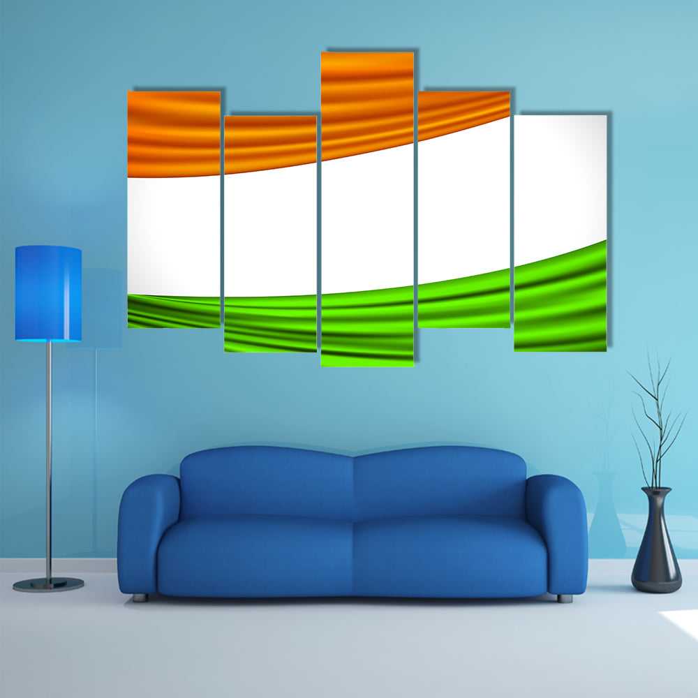Illustration of tricolor Indian flag made of curtain draper Multi panel canvas wall art