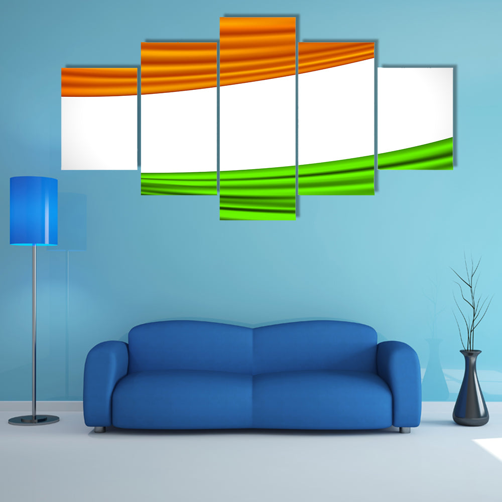 Illustration of tricolor Indian flag made of curtain draper Multi panel canvas wall art