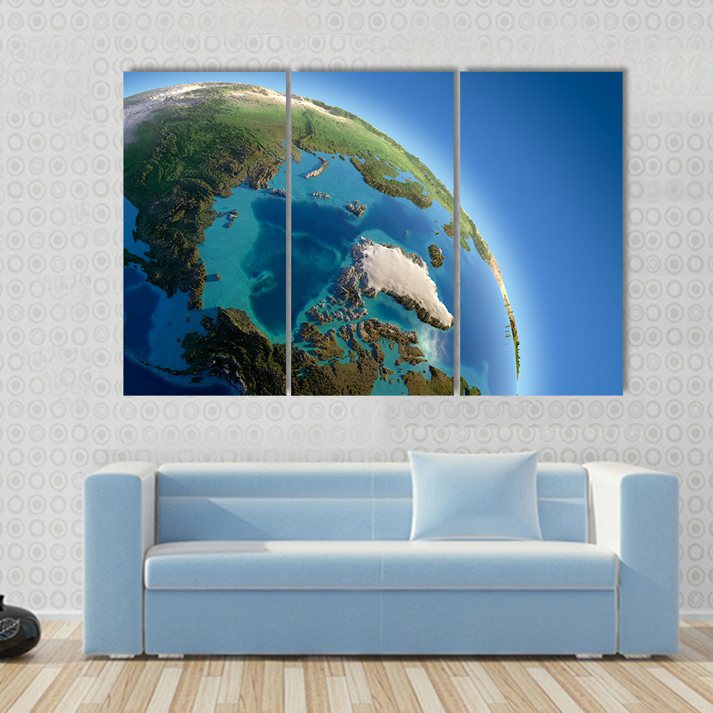 A fragment of the Earth with high relief detailed surface Multi Panel Canvas Wall Art