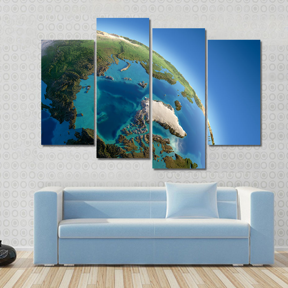A fragment of the Earth with high relief detailed surface Multi Panel Canvas Wall Art