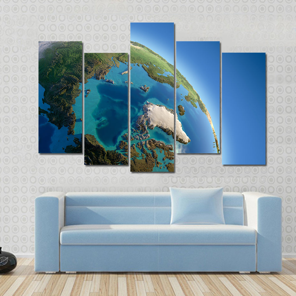 A fragment of the Earth with high relief detailed surface Multi Panel Canvas Wall Art