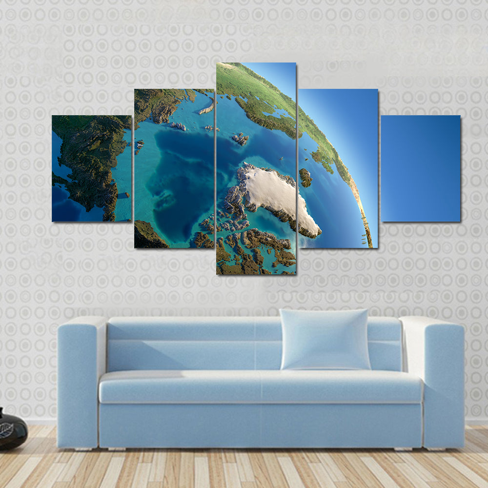 A fragment of the Earth with high relief detailed surface Multi Panel Canvas Wall Art