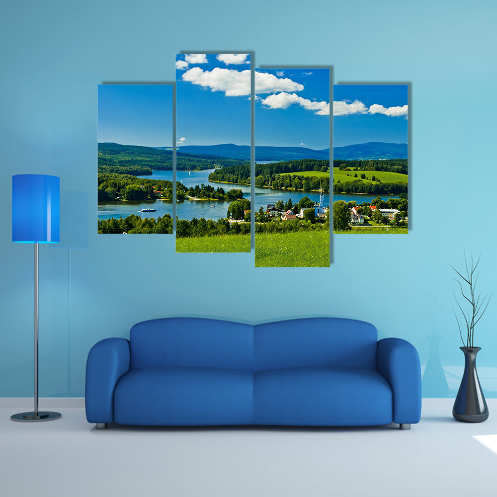 Frymburk Village Near Lipno Lake Multi Panel Canvas Wall Art