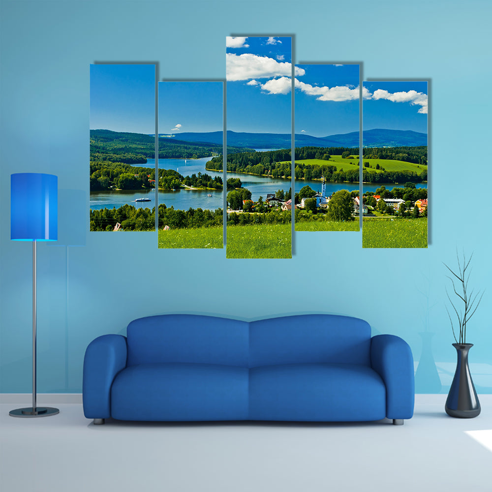 Frymburk Village Near Lipno Lake Multi Panel Canvas Wall Art