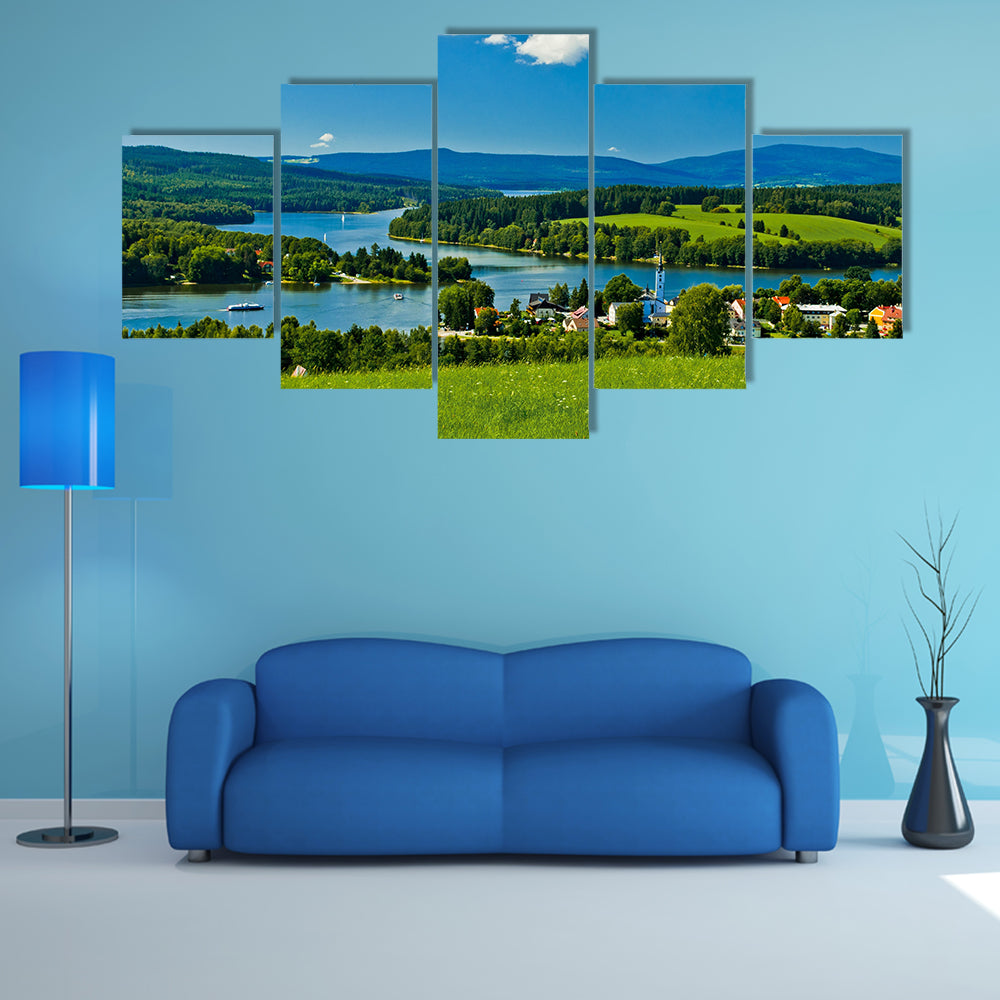 Frymburk Village Near Lipno Lake Multi Panel Canvas Wall Art