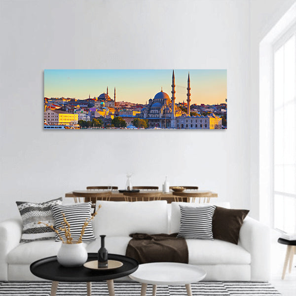 Istanbul sunset panorama - Turkey travel background panoramic canvas wall art