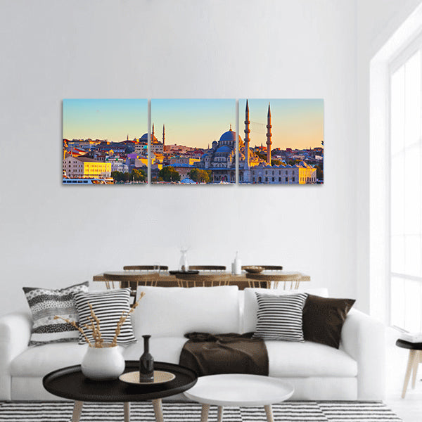 Istanbul sunset panorama - Turkey travel background panoramic canvas wall art