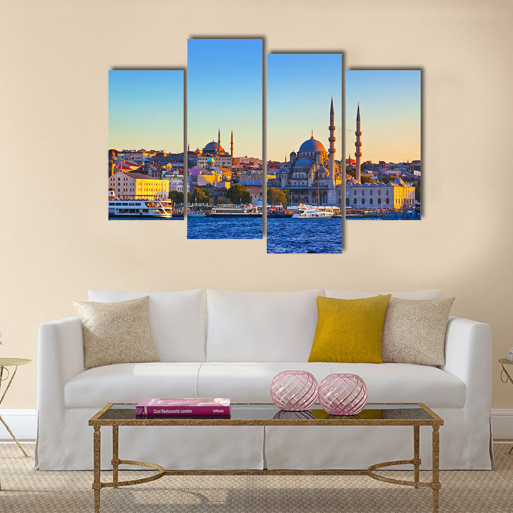 Istanbul sunset panorama - Turkey travel background Multi panel canvas wall art