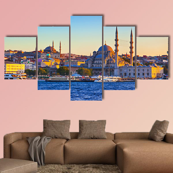 Istanbul sunset panorama multi panel canvas wall art