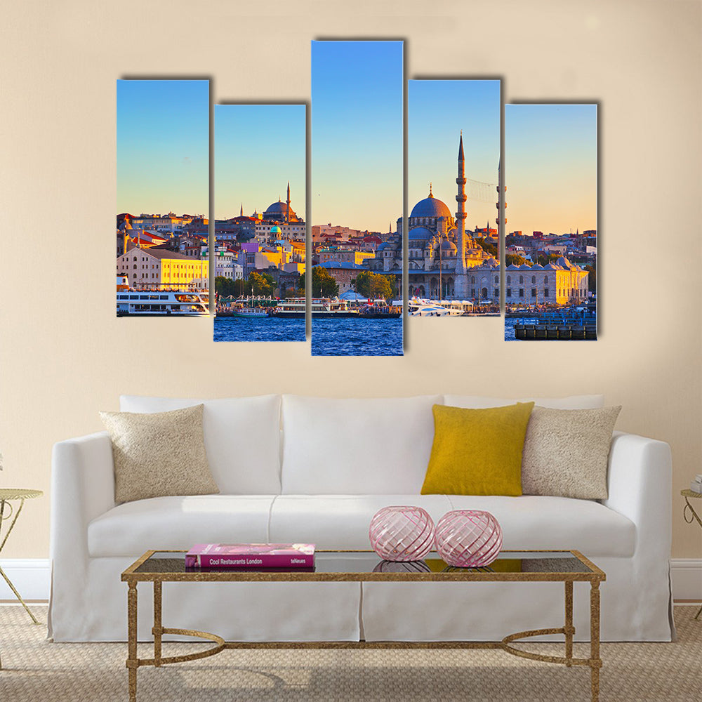 Istanbul sunset panorama - Turkey travel background Multi panel canvas wall art