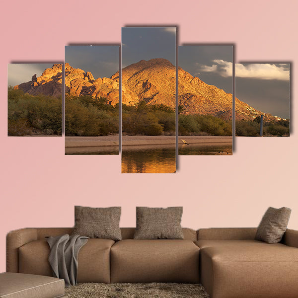 Canal water system through Phoenix, AZ multi panel canvas wall art