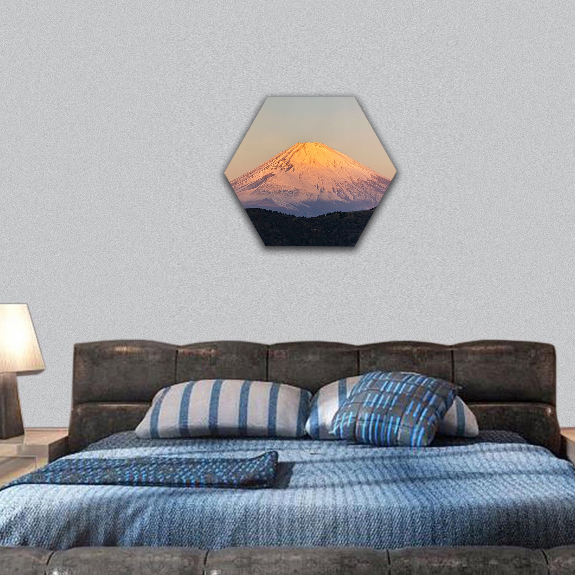 Mount Fuji Sunrise hexagonal canvas wall art