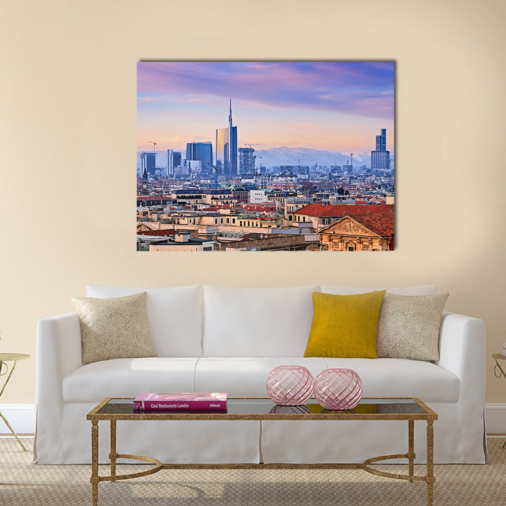 Beautiful View of Milan`s business district Multi Panel Canvas Wall Art