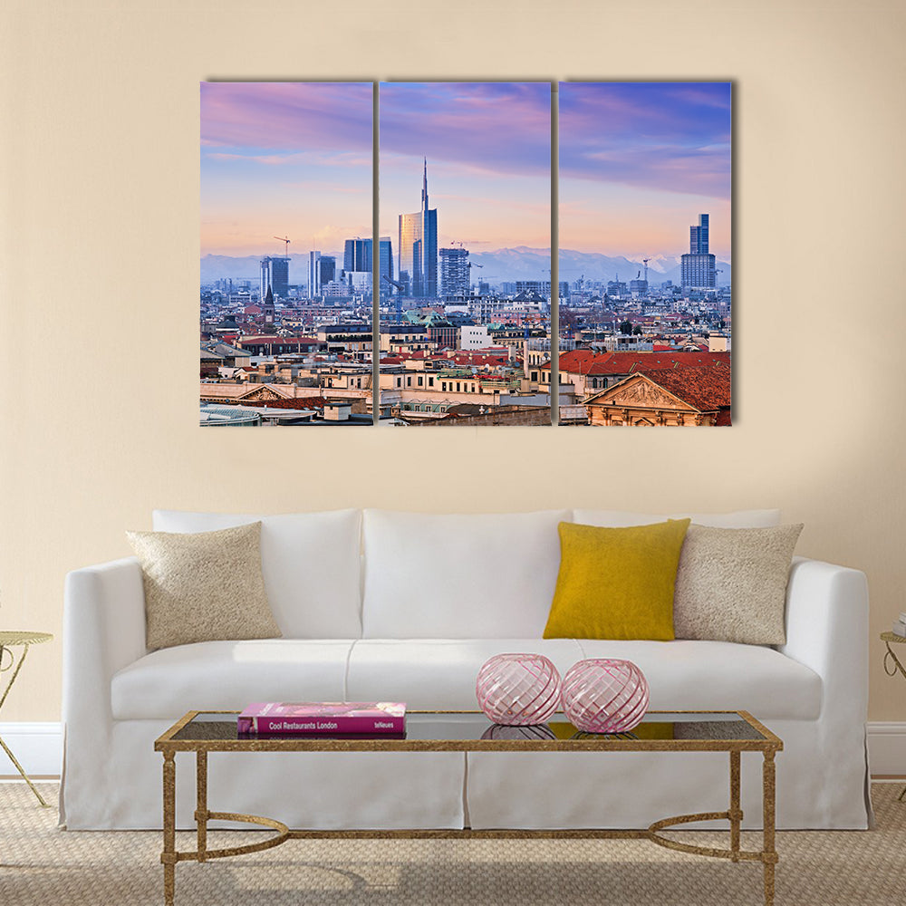 Beautiful View of Milan`s business district Multi Panel Canvas Wall Art
