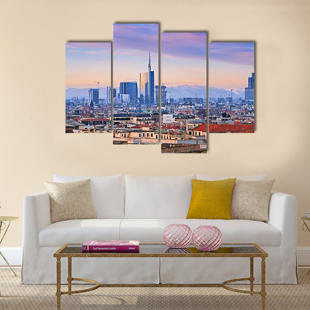 Beautiful View of Milan`s business district Multi Panel Canvas Wall Art