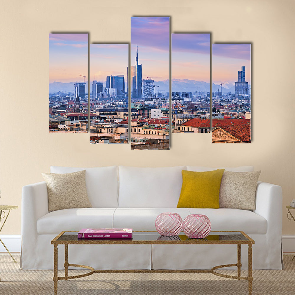 Beautiful View of Milan`s business district Multi Panel Canvas Wall Art