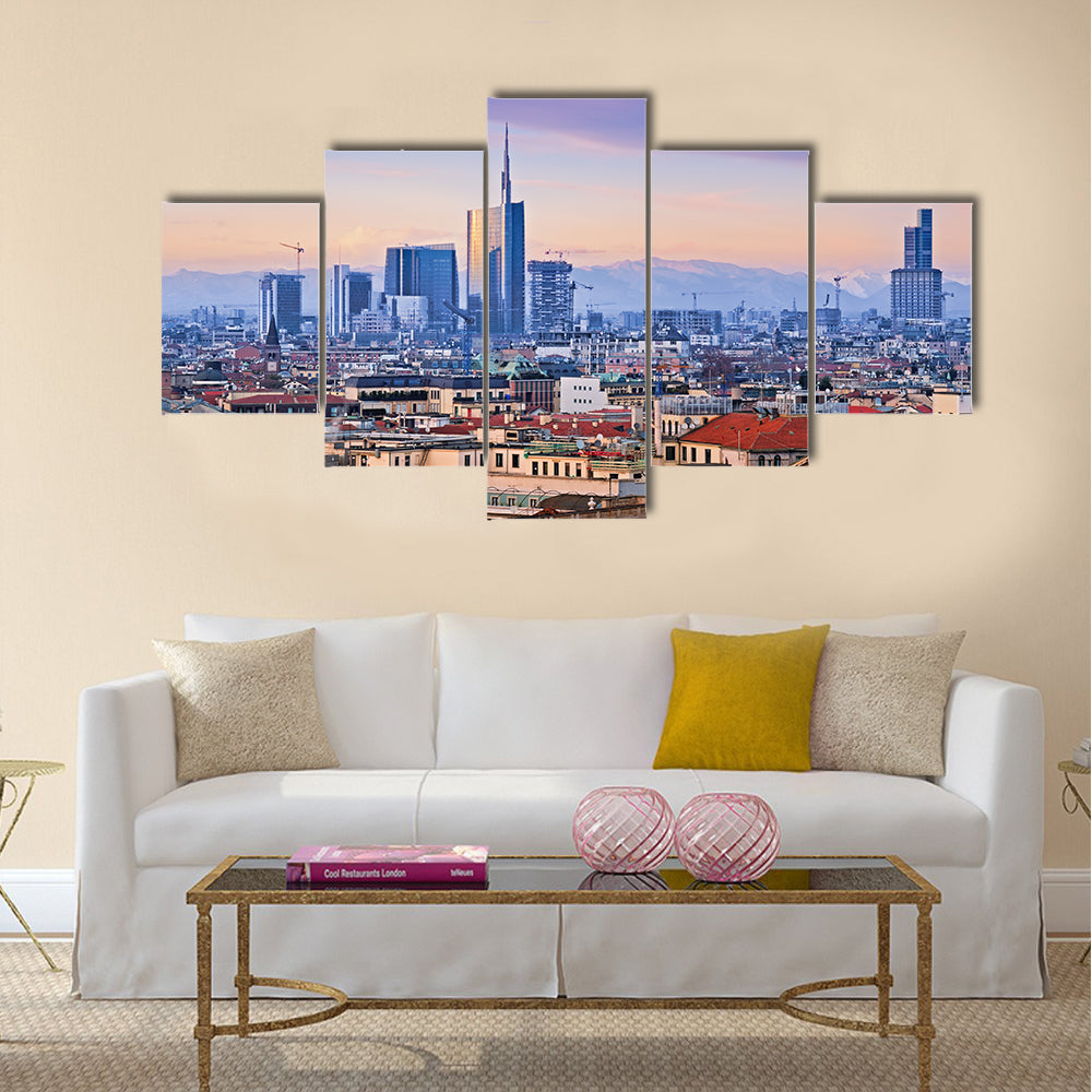 Beautiful View of Milan`s business district Multi Panel Canvas Wall Art