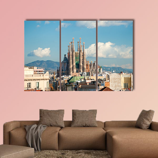 La Sagrada Familia in Barcelona, Spain multi panel canvas wall art
