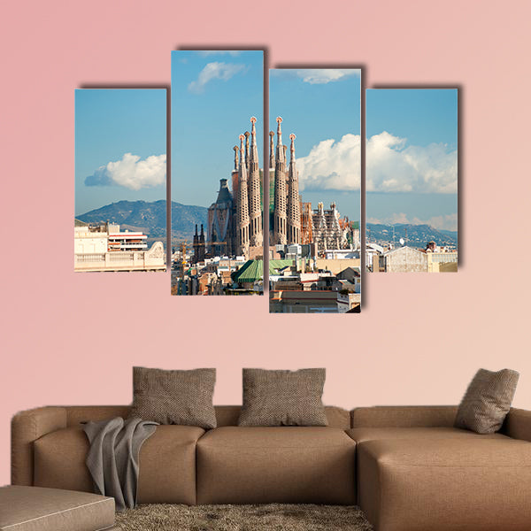La Sagrada Familia in Barcelona, Spain multi panel canvas wall art
