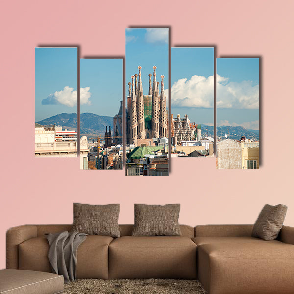 La Sagrada Familia in Barcelona, Spain multi panel canvas wall art