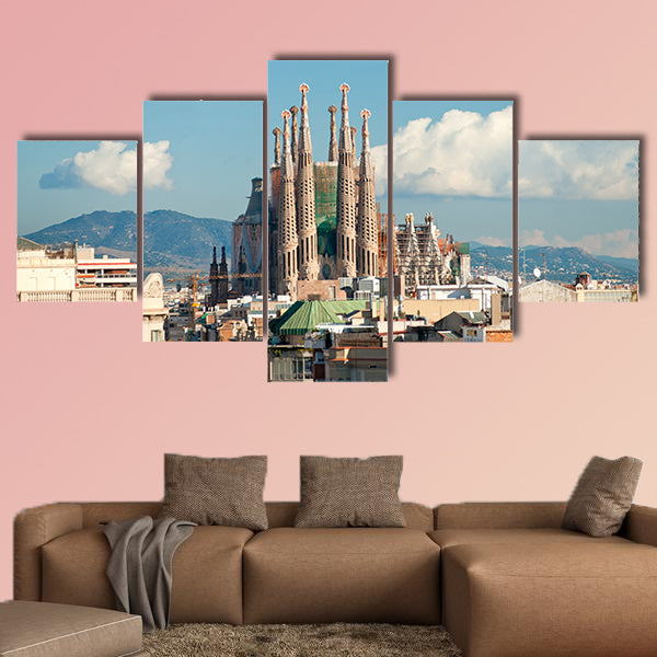 La Sagrada Familia in Barcelona, Spain multi panel canvas wall art