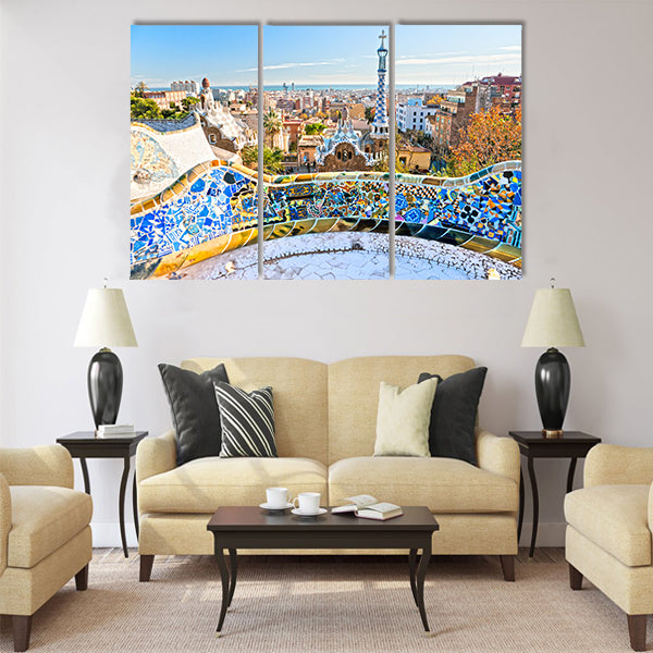 Park Guell in Barcelona, Spain Multi panel canvas wall art