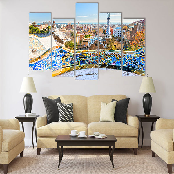 Park Guell in Barcelona, Spain Multi panel canvas wall art