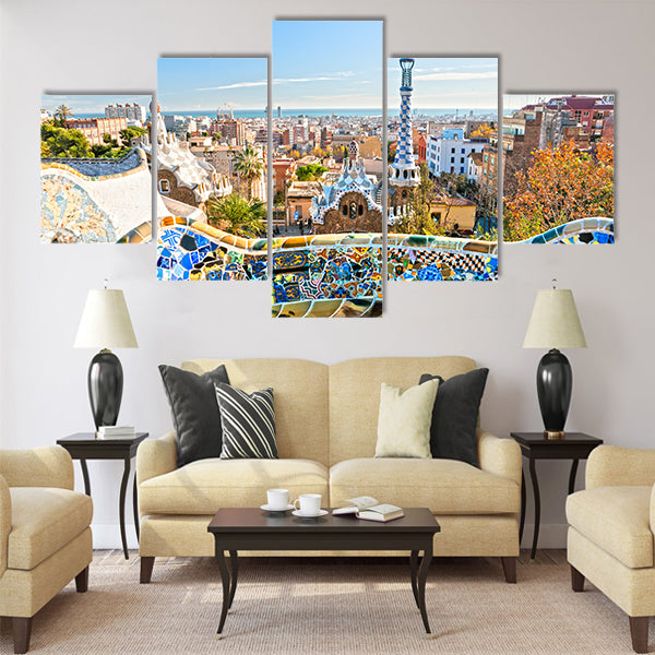 Park Guell in Barcelona, Spain Multi panel canvas wall art