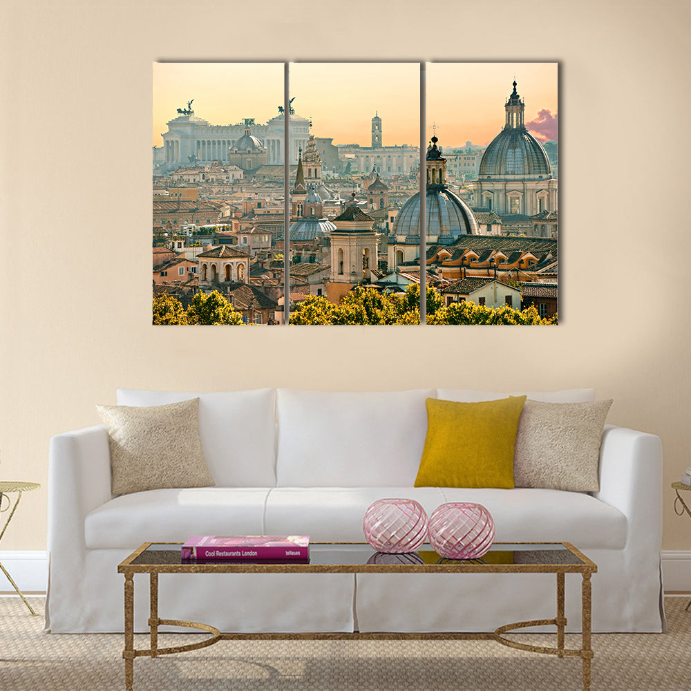 View of Rome from Castel Sant'Angelo, Italy Multi panel canvas wall art