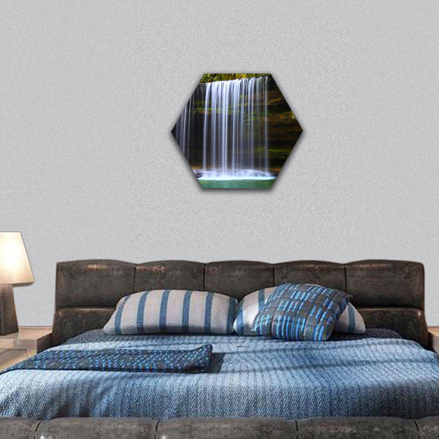 Caney Creek Falls in the William Bankhead National Forest hexagonal canvas wall art