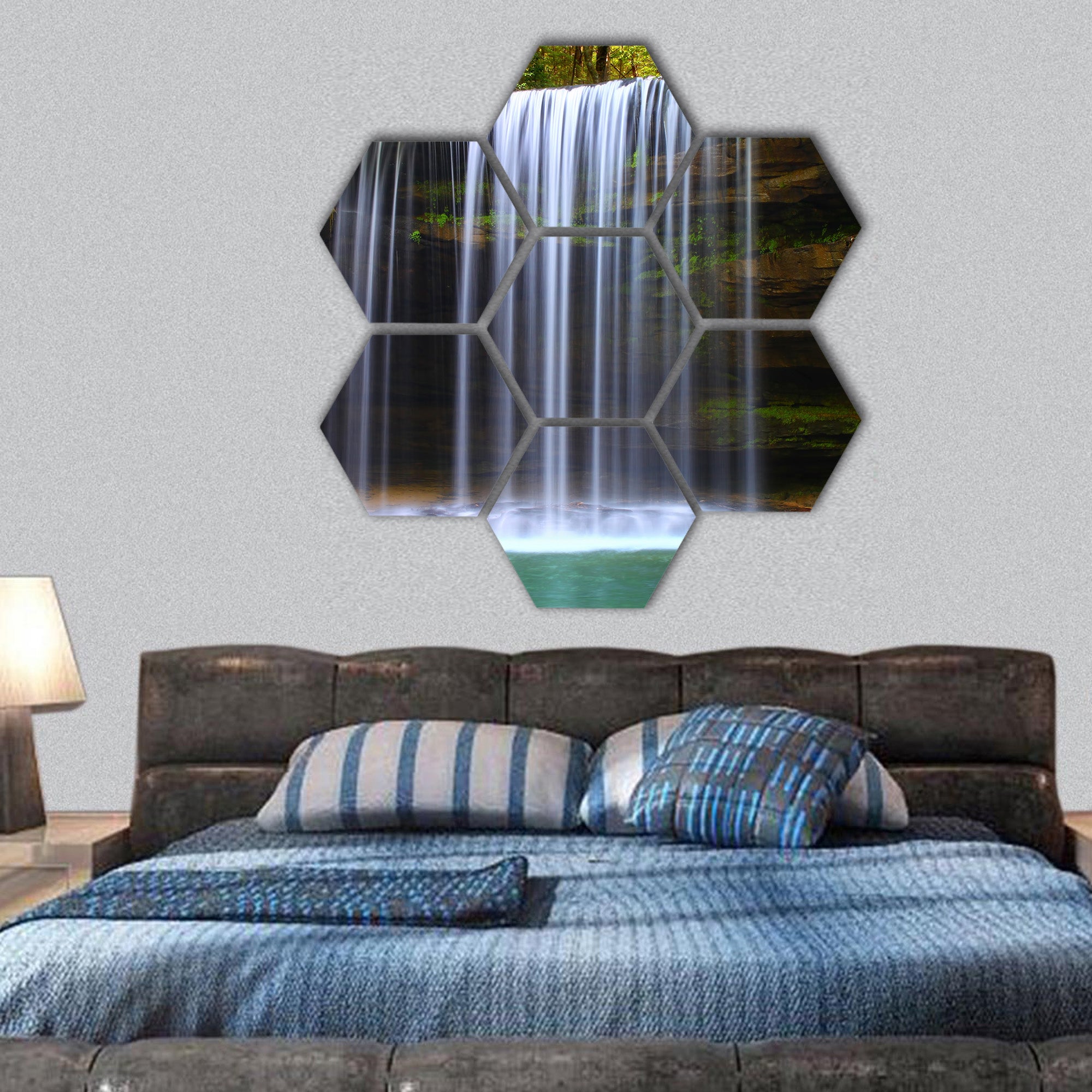 Caney Creek Falls in the William Bankhead National Forest hexagonal canvas wall art