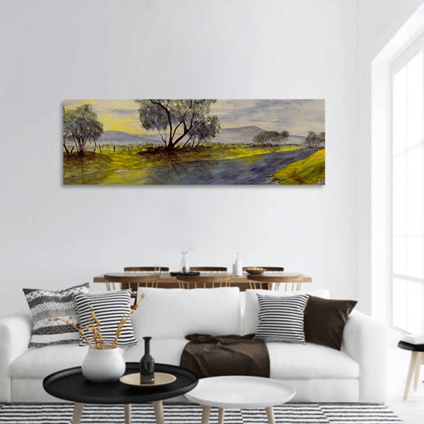 Nice large scale original Watercolor painting on Paper panoramic canvas wall art