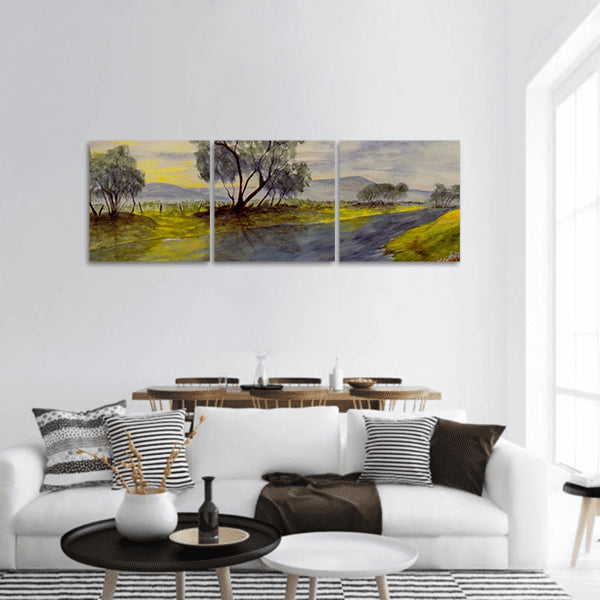 Nice large scale original Watercolor painting on Paper panoramic canvas wall art