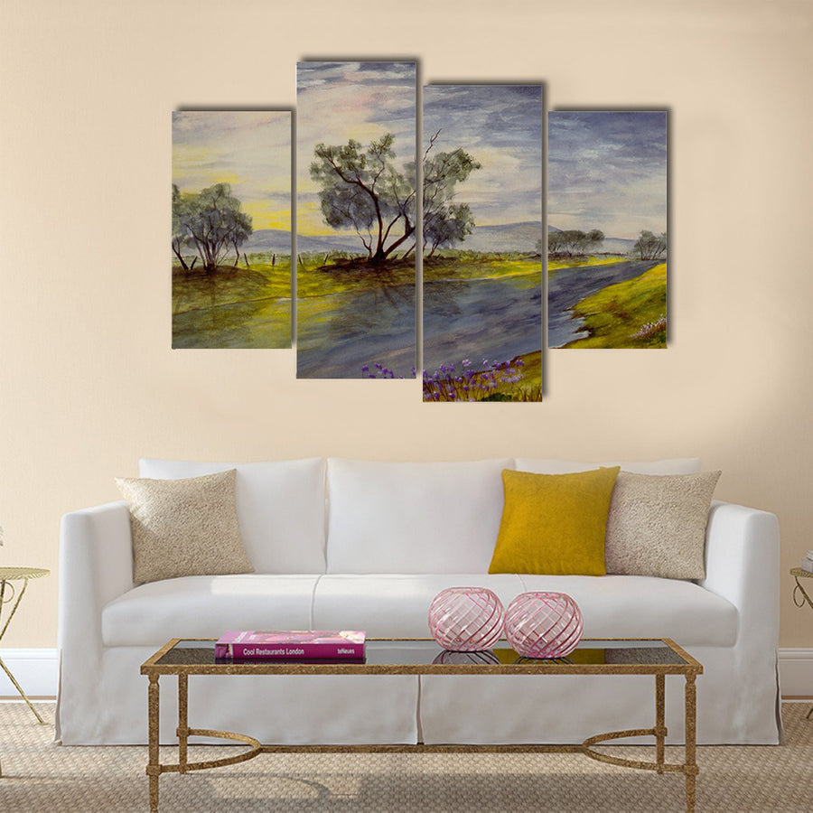 Nice large scale original Watercolor painting on Paper Multi Panel Canvas Wall Art