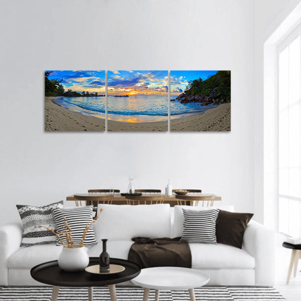 Tropical beach at sunset - nature background panoramic canvas wall art