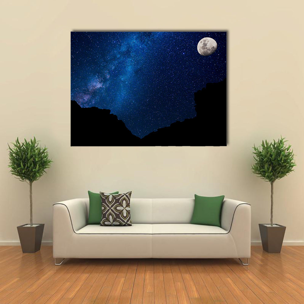 Milky Way Galaxy with Stars in the Night Sky Multi Panel Canvas Wall Art