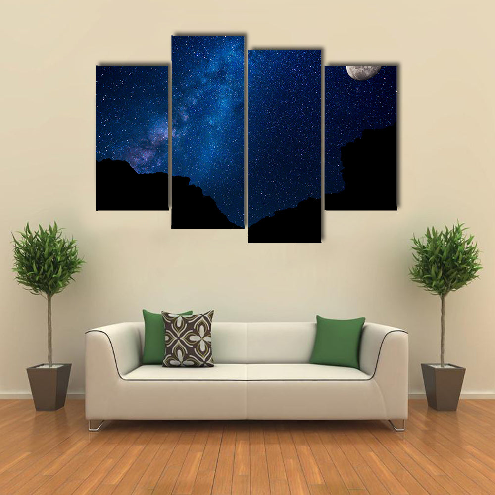Milky Way Galaxy with Stars in the Night Sky Multi Panel Canvas Wall Art