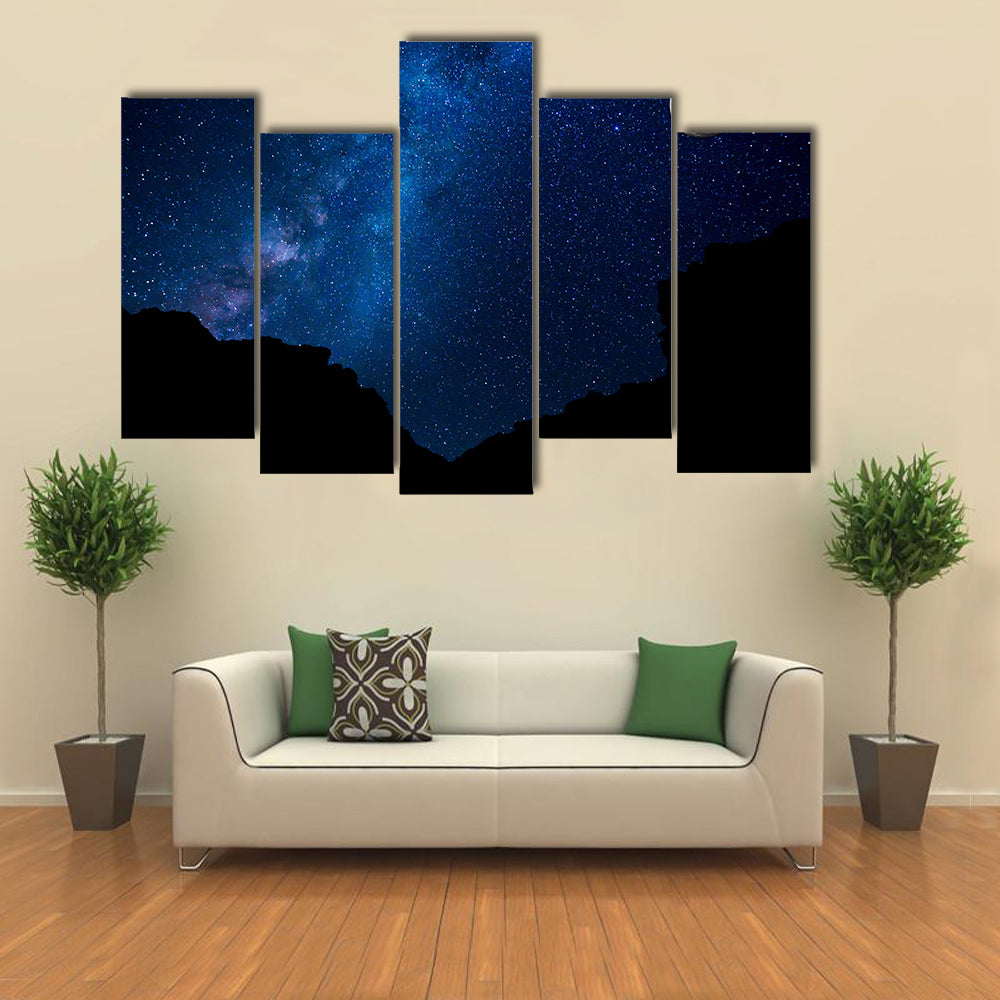 Milky Way Galaxy with Stars in the Night Sky Multi Panel Canvas Wall Art