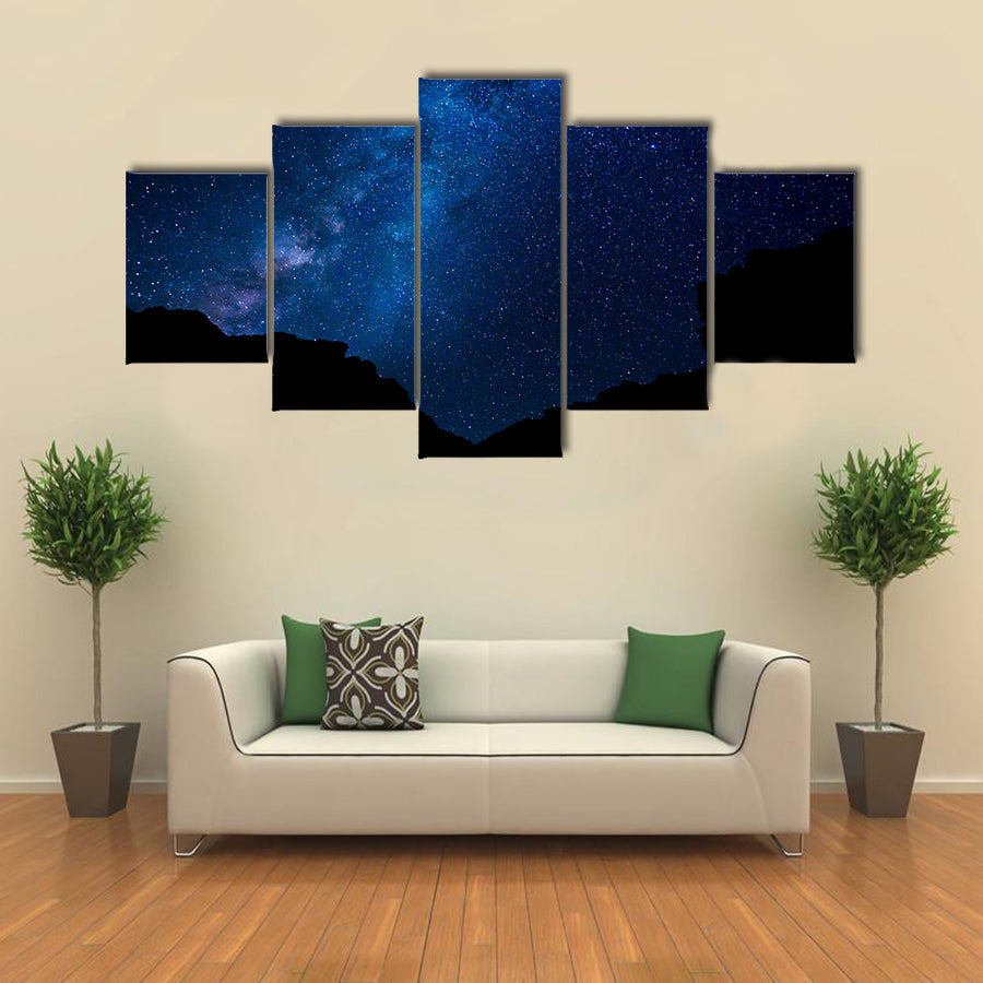 Milky Way Galaxy with Stars in the Night Sky Multi Panel Canvas Wall Art
