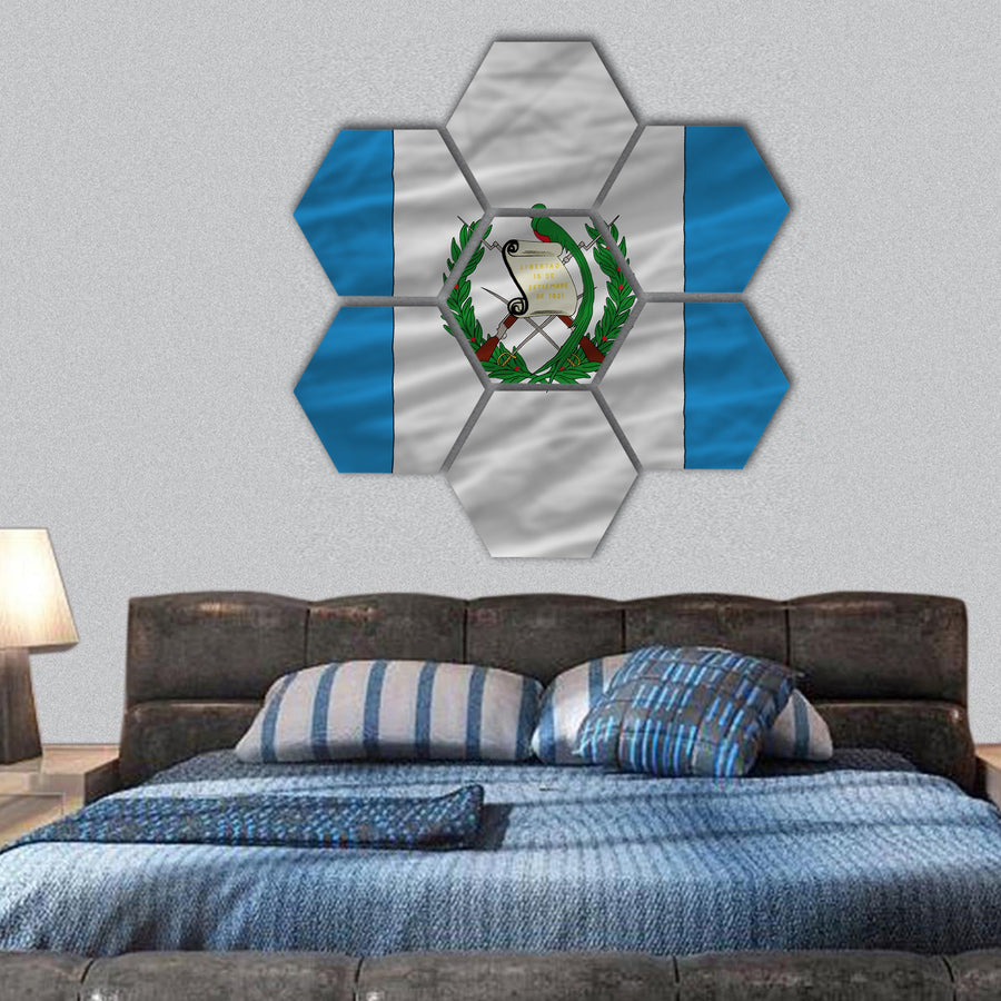 national flag of Guatemala covers whole frame hexagonal canvas wall art
