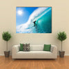 Surfer on Blue Ocean Wave Multi panel canvas wall art