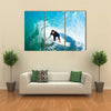 Surfer on Blue Ocean Wave Multi panel canvas wall art