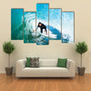 Surfer on Blue Ocean Wave Multi panel canvas wall art