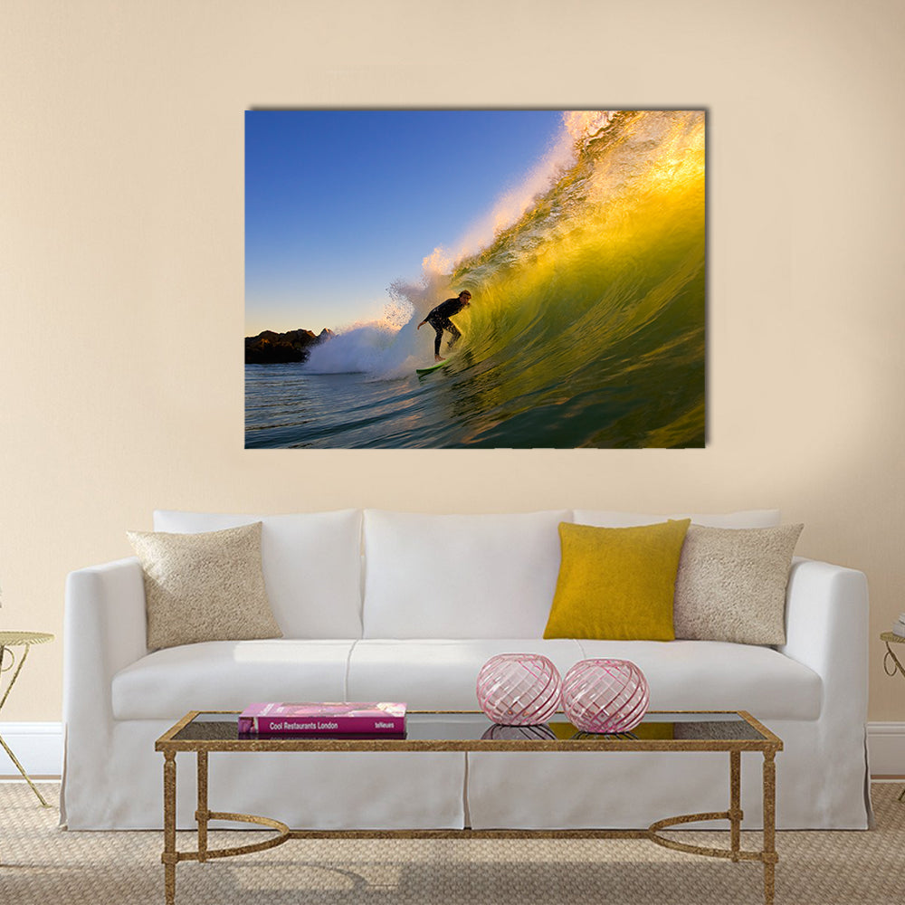 Sunset Surfer Multi Panel Canvas Wall Art